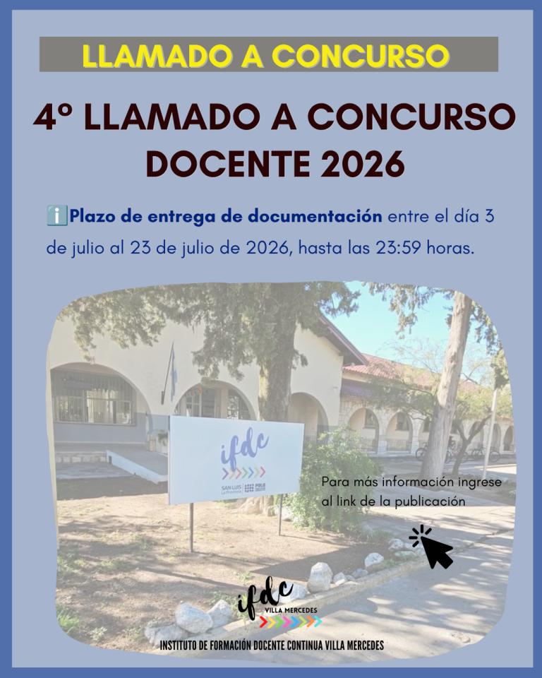 4° llamado a concurso DOCENTE 2026