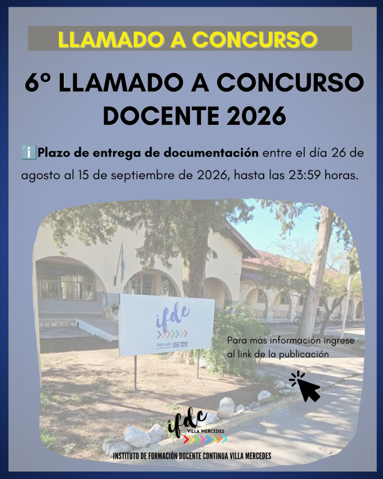 6° llamado a concurso DOCENTE 2026