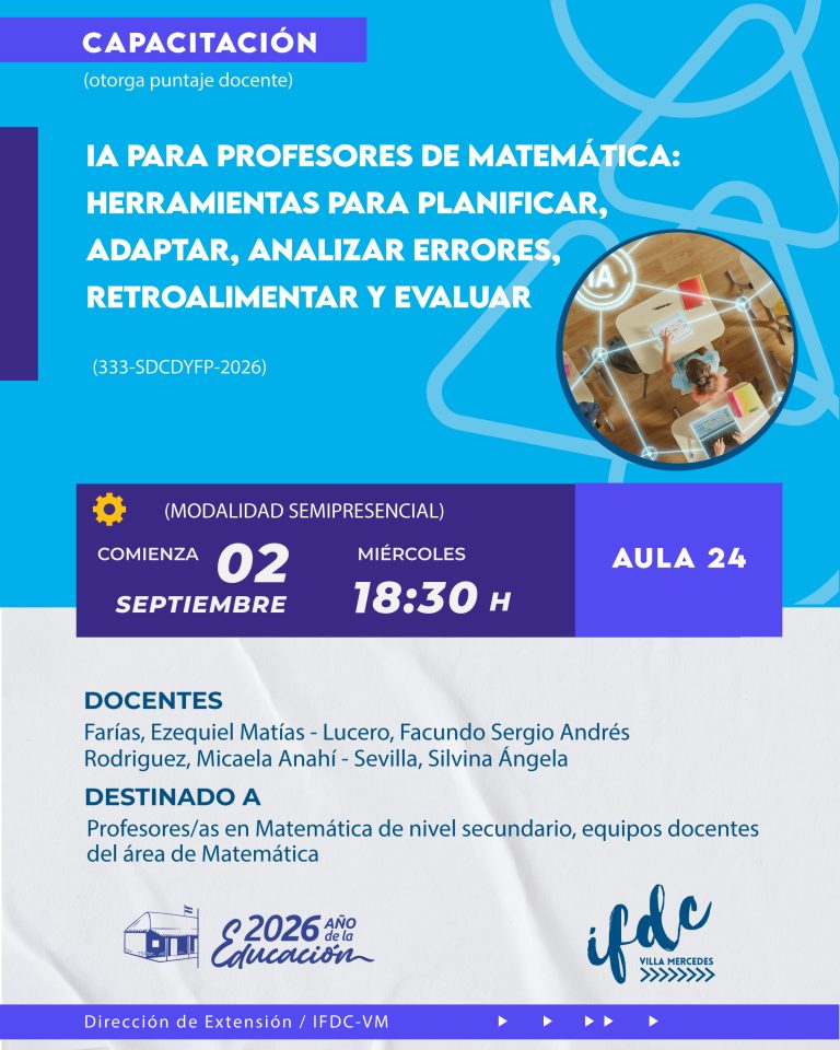 IA para profesores de Matemática: herramientas para planificar, adaptar, analizar errores, retroalimentar y evaluar.