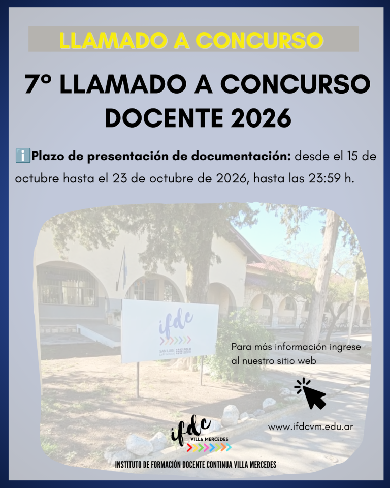 7° llamado a concurso DOCENTE 2026